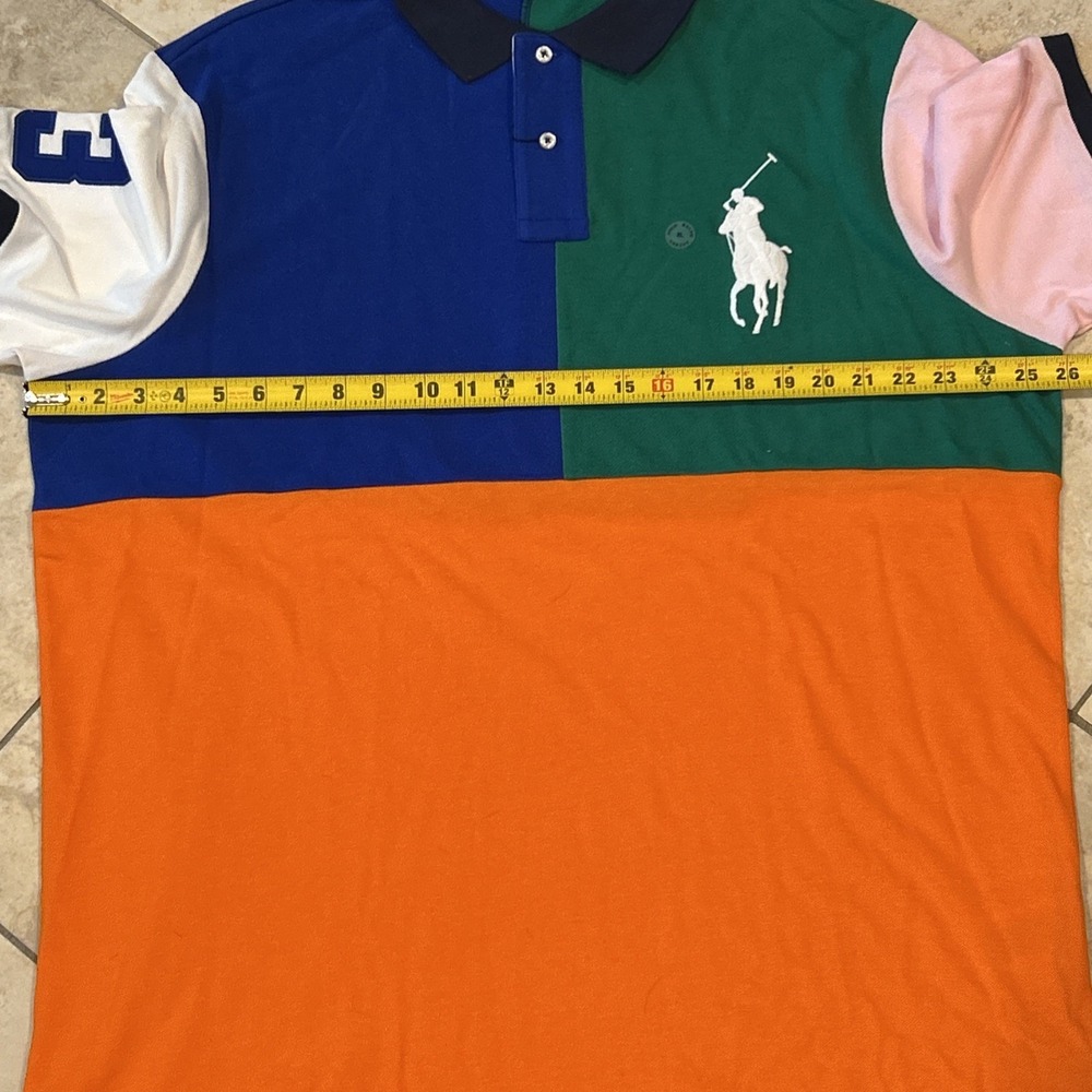 Polo Ralph Lauren Shirt Mens XL Multi Colorblock Big Pony Mesh Pique Player Polo - Picture 9 of 11